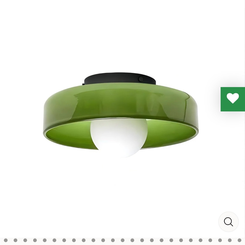Green Glass Ceiling Light Fixture - Modern Flush Mount